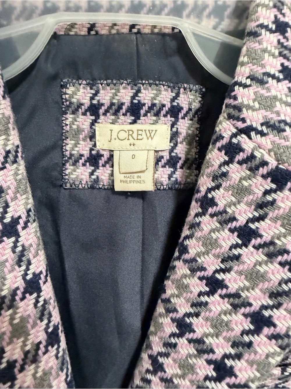 Vintage J. Crew lavendar  and navyHoundstooth Tailored Blazer with Gold Buttons